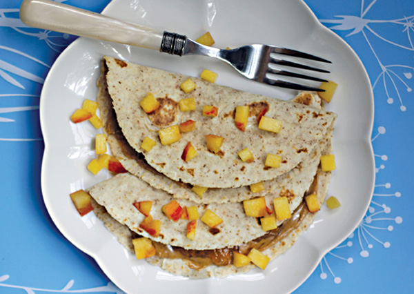 Vegan Peach-Almond Butter Quesadillas from The Nut Butter Cookbook by Robin Robertson